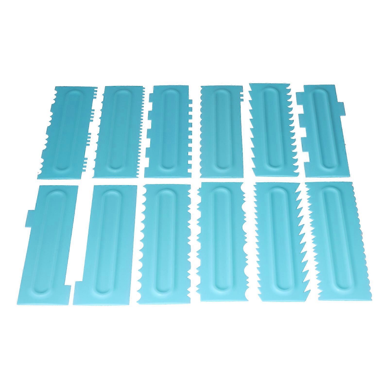 DIY Cream Scraper Combs Fondant Cake Pattern Modeling Tool for Home Kitchen Bakery1Set(12Pcs)