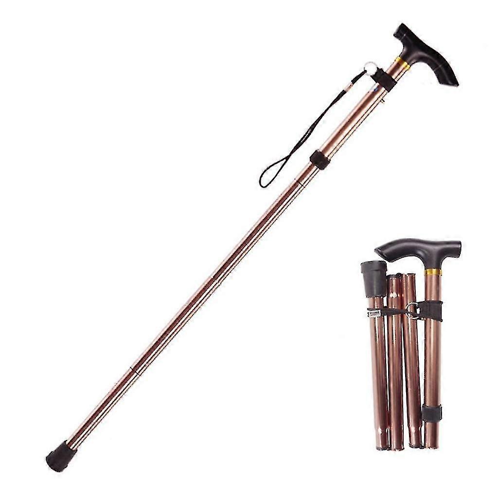 Adjustable Folding Walking Stick Non-slip Base Hiking Trekking Poles Aluminum Alloy Collapsible Cane 1pc
