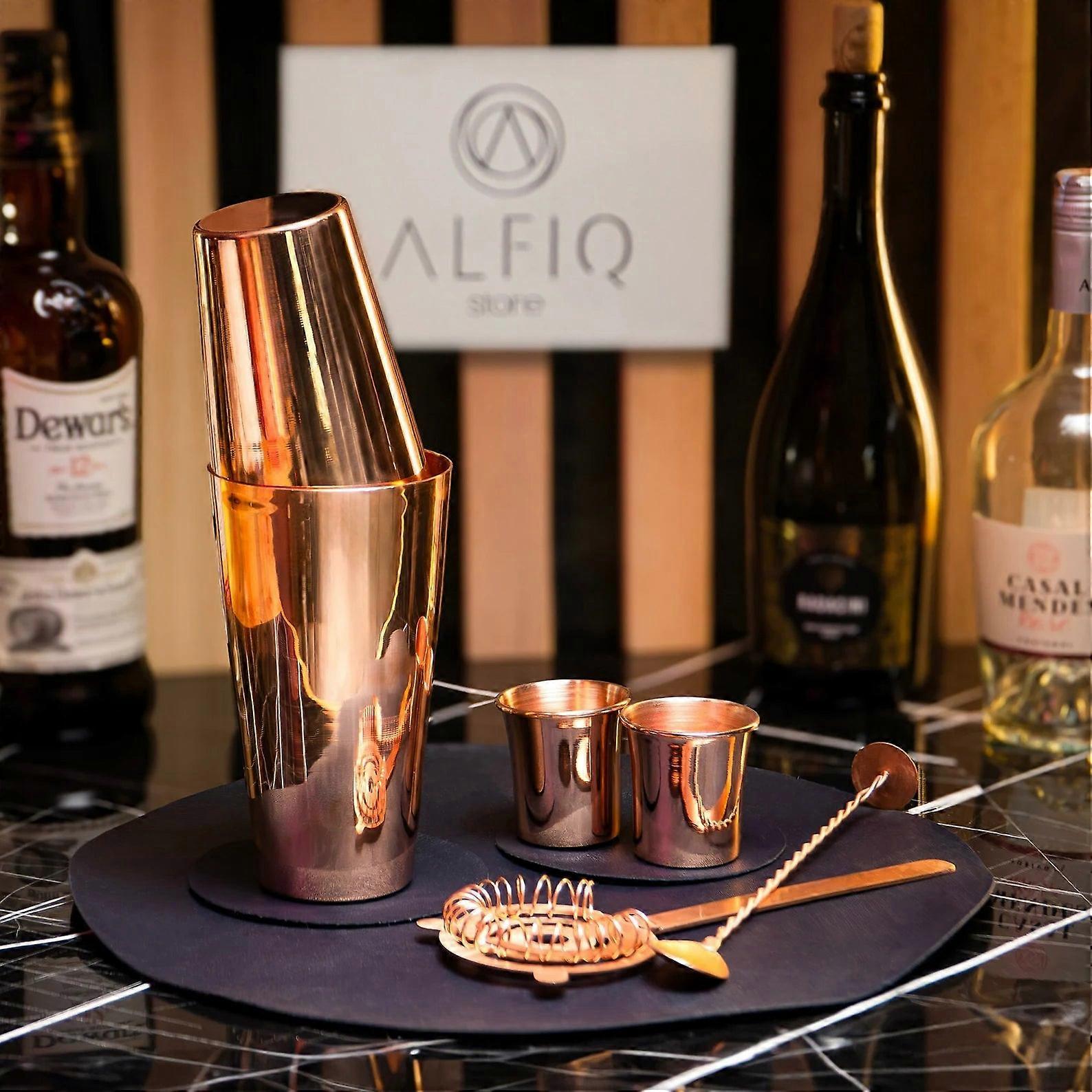 Handmade Copper Cocktail Set Copper Shaker + Shot Glasses + Cocktail Pick + Spoon Complete Set | 100% Solid Copper Mixology Gift
