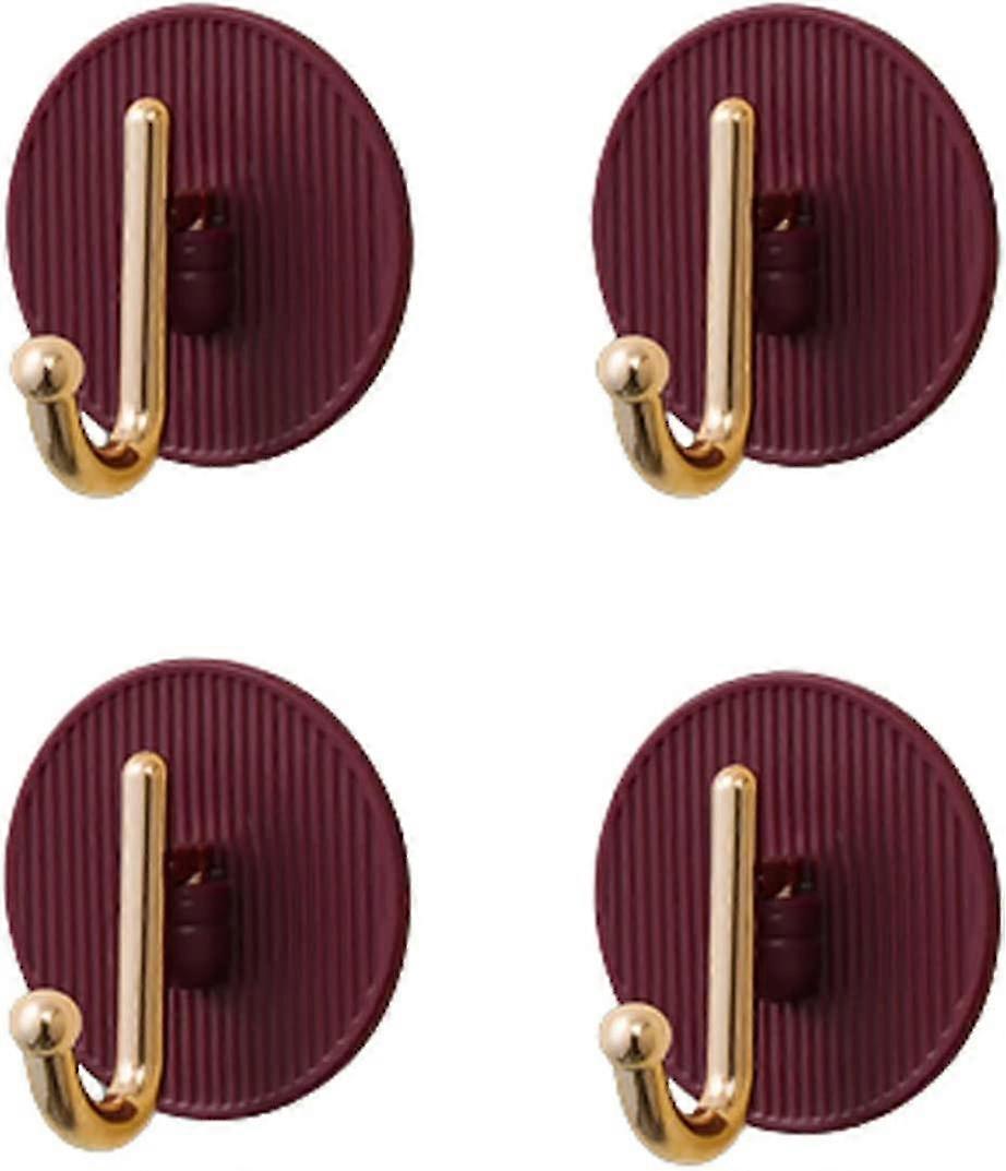 (red) Set Of 4 Adhesive Wall Hooks, Adhesive Hooks, Tea Towel Hooks, Bathroom Coat Hooks, Adhesive Wall Hooks, Kitchen Towel Hooks