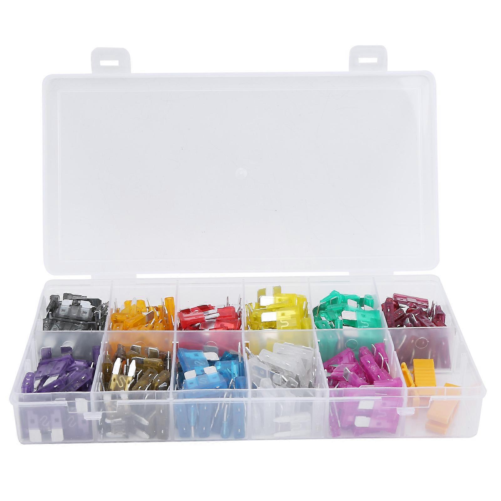 Ouitble Blade Fuse Replacement 330pcs Blade Fuse Kit, Small Medium Mini Size 2A to 40A Assortment with Yellow Clips for Auto Car, Automotive Fuse