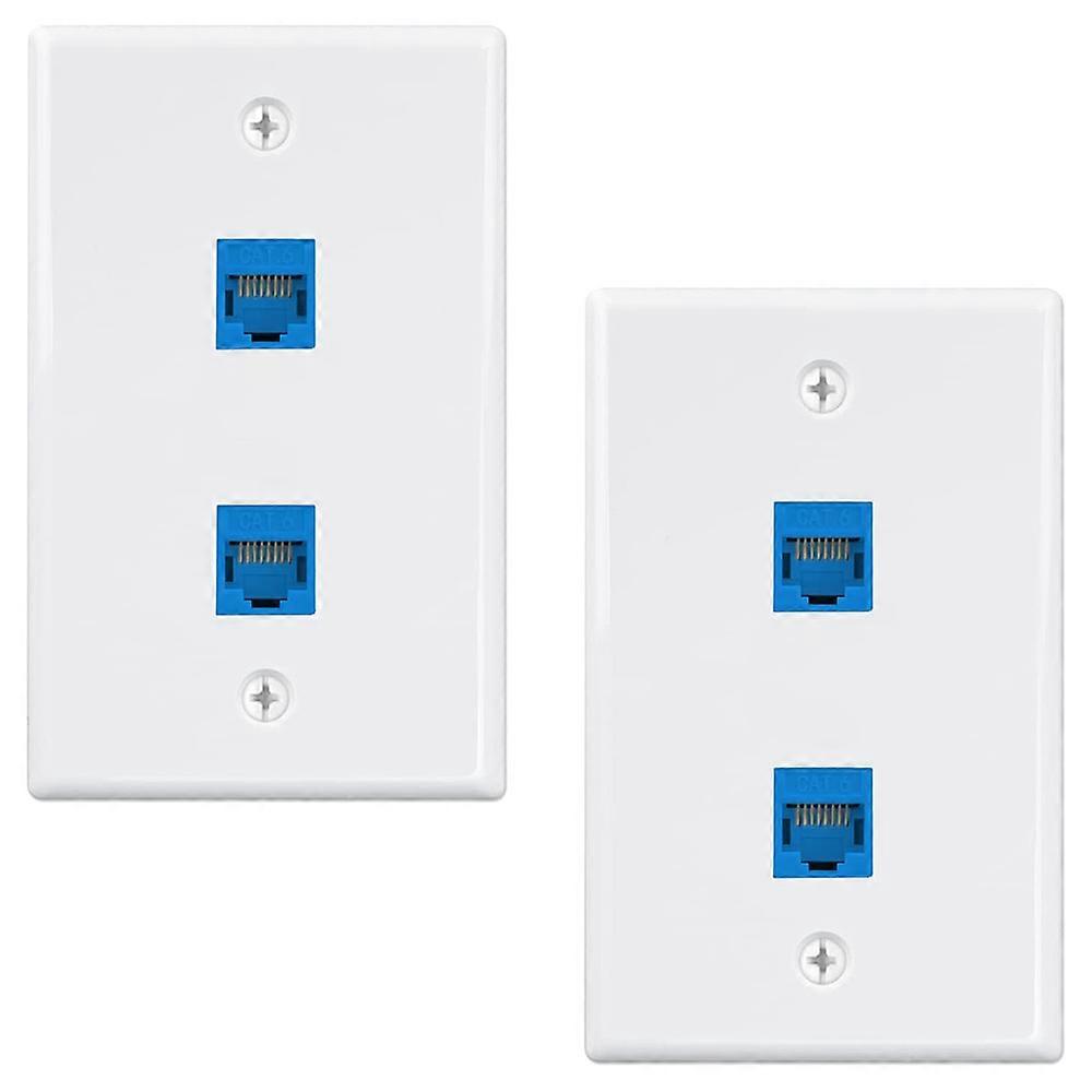 2er-Pack Ethernet-Wandplatte mit 2 Anschlüssen, RJ45 Cat6-Buchse auf Buchse Inline-Koppler-Frontplatten, 2 Anschlüsse