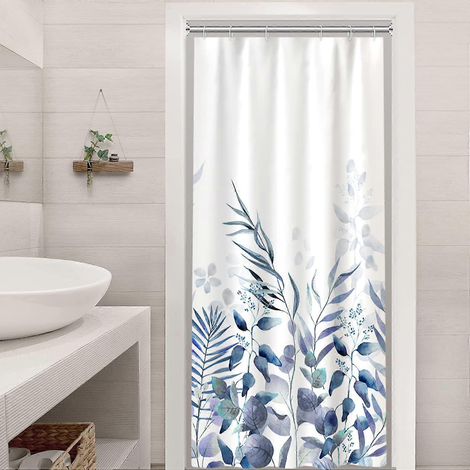 نباتات ستارة دش كشك للحمام ، مقاومة للماء سريعة الجفاف أوراق زرقاء كشك حجم ستارة دش مع خطافات 36x72 بوصة