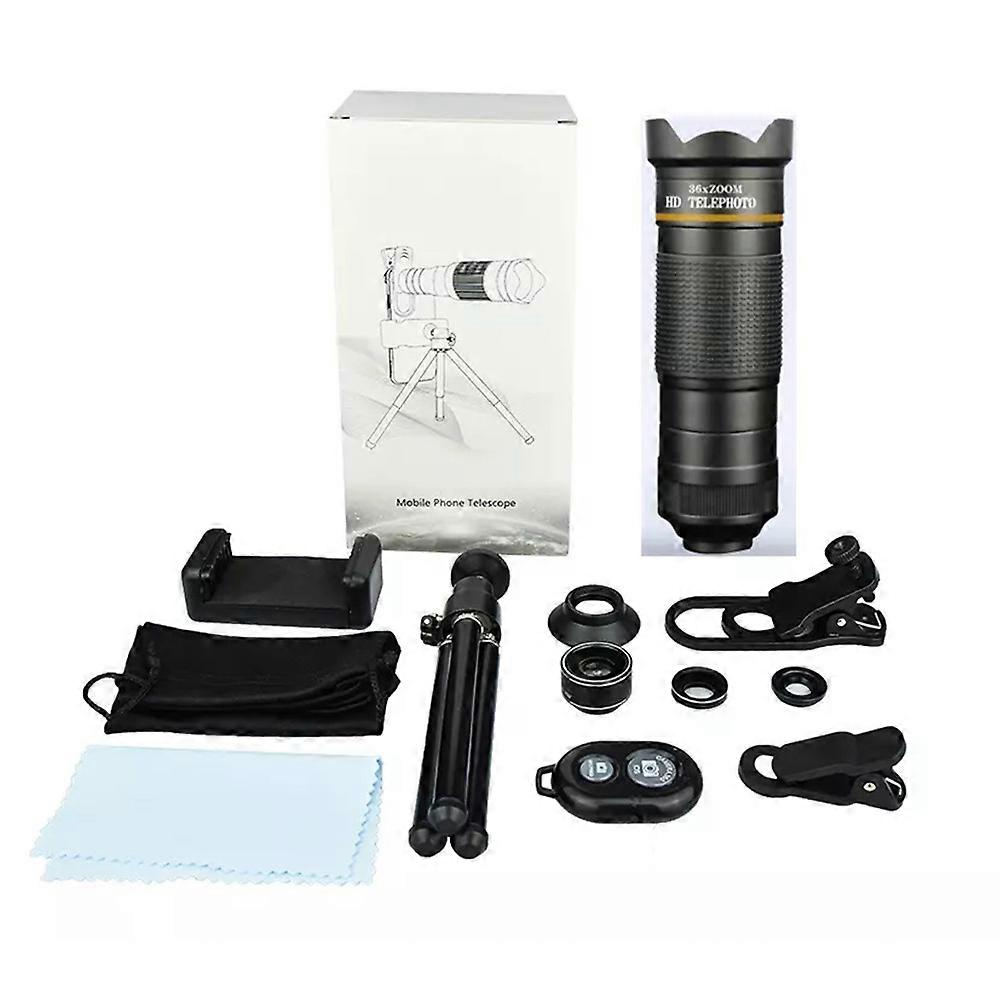 36x Cell Phone Zoom Lens Kit 3 in 1 with Phone Clip,Bluetooth Remote Control