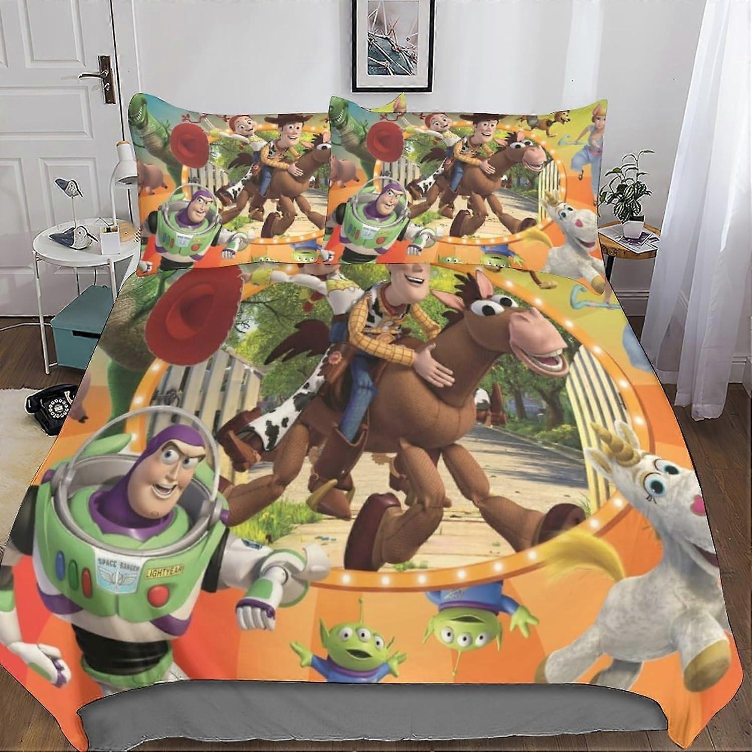 Toy Story 3D Bedding Set Duvet Cover Adult Men Teen Children Boys Microfiber with Zipper Closure 3 Pcs Pillowcases Bed Linen
