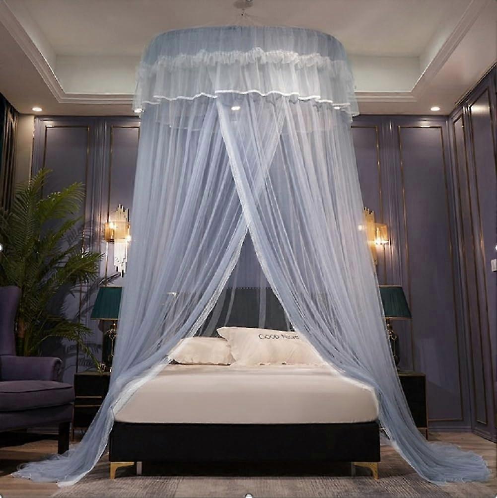 Princess Bed Canopy Mosquito Net, Fine Mesh Mosquito Netting Canopy for Kis Adults Twin Full Queen King Bed (Grey)