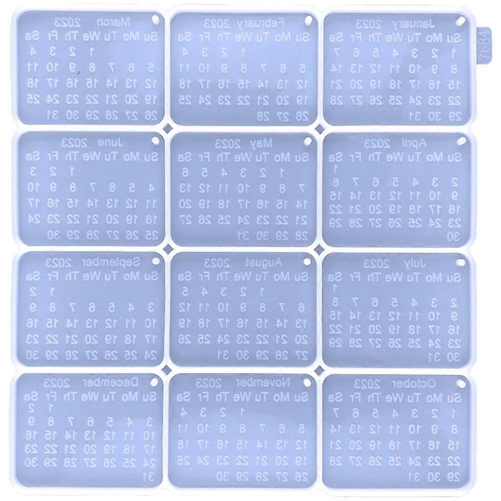 Calendar Keychain Pendant Mold Key Chain Making Calendar Epoxy Silicone Mold