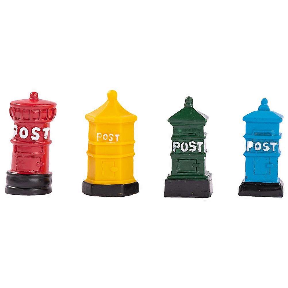 4pcs Dollhouse Miniature Post Box Mini Mailboxes Tiny House Decorations Resin Crafts