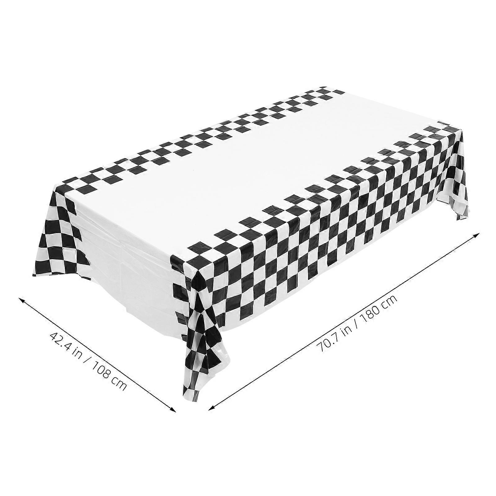 2Pcs Checkered Tablecloth Dinging Table Covers Disposable Black White Checkered Tablecloth