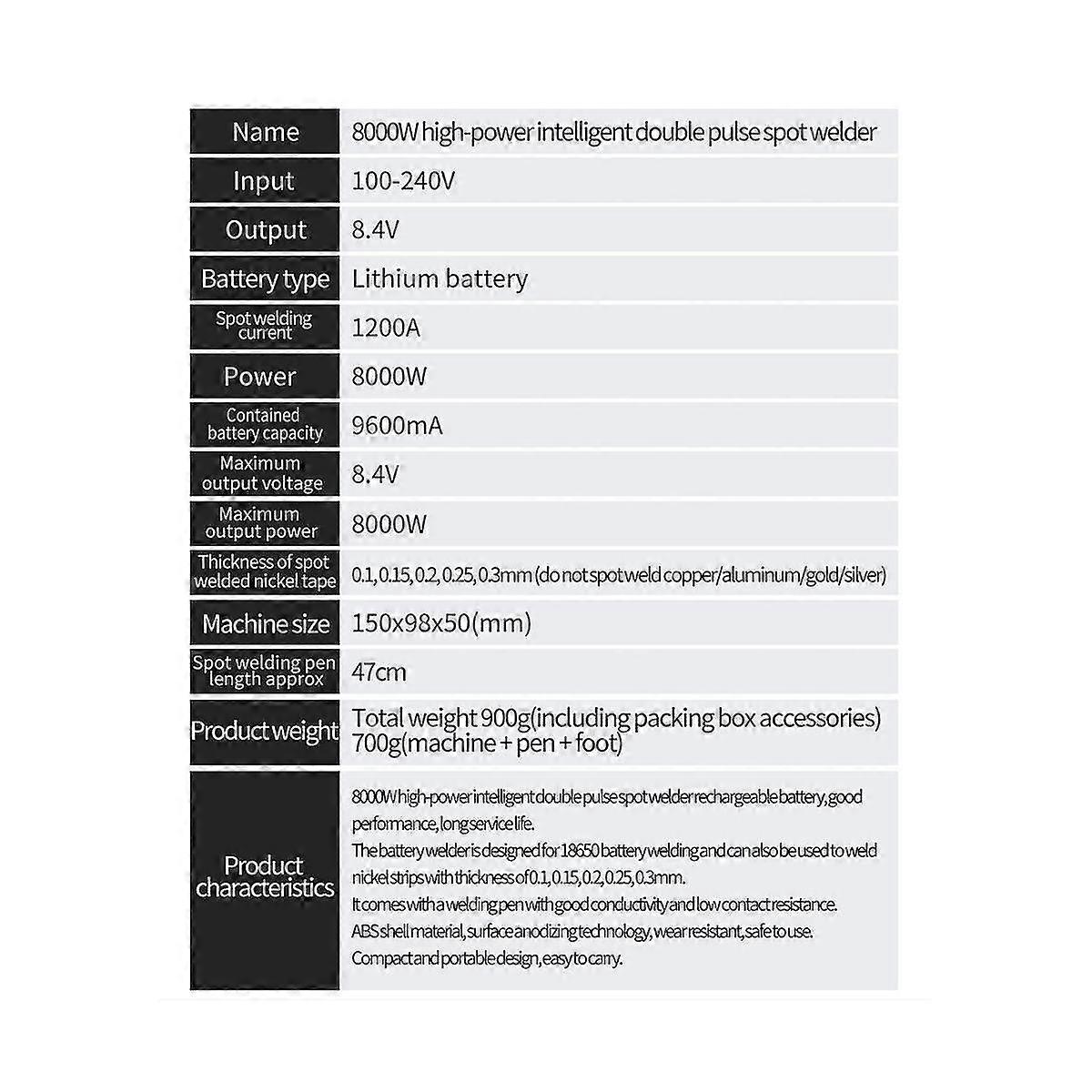 8000W Spot Welder Portable Handheld Current Adjustable Welders for Hand Tool Pedal EU Plug