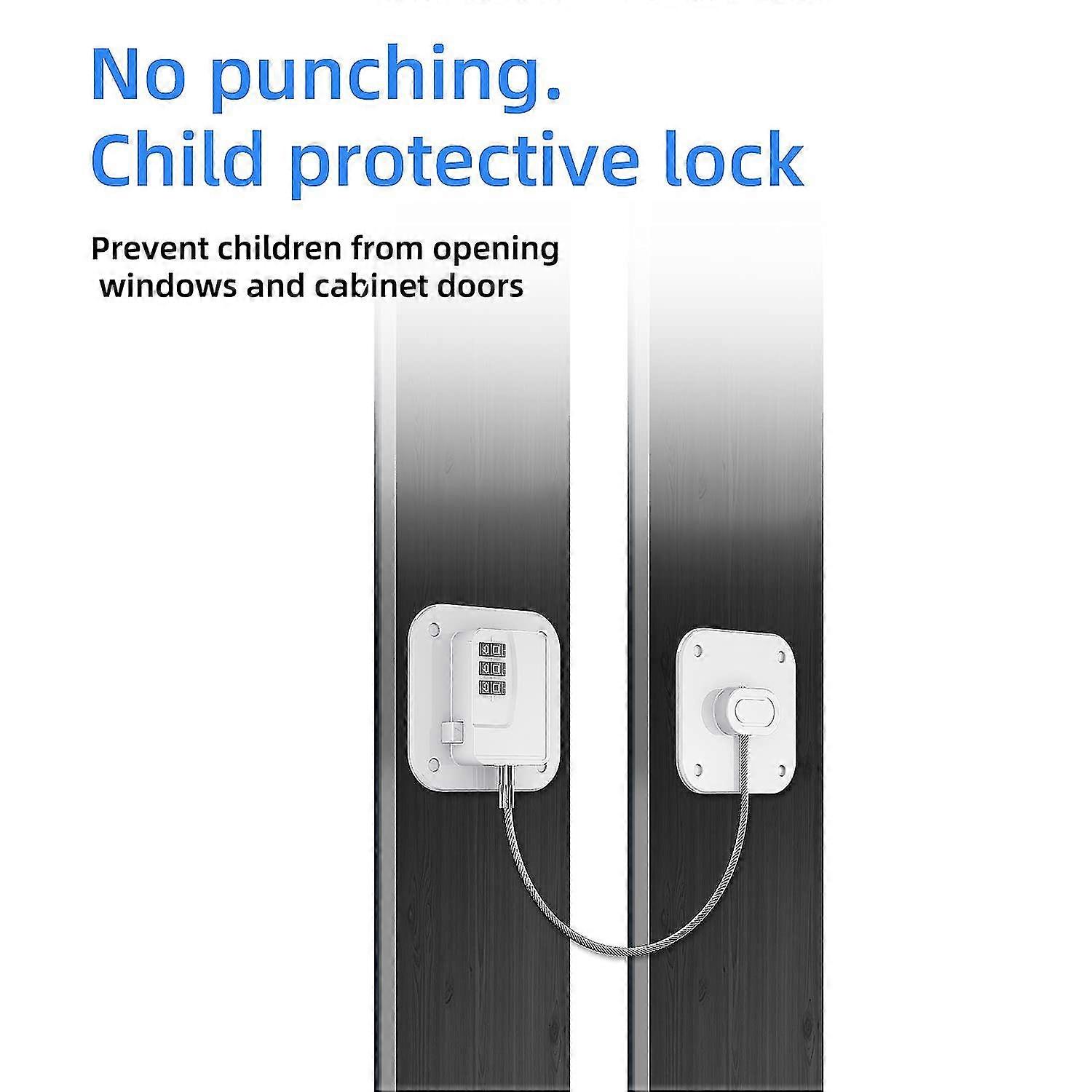 Set Refrigerator Lock - Heavy Duty Combination Fridge Lock, Child/baby Proofing Lock For Cabinets, Closets, Drawers, Window And More, Easy Install And