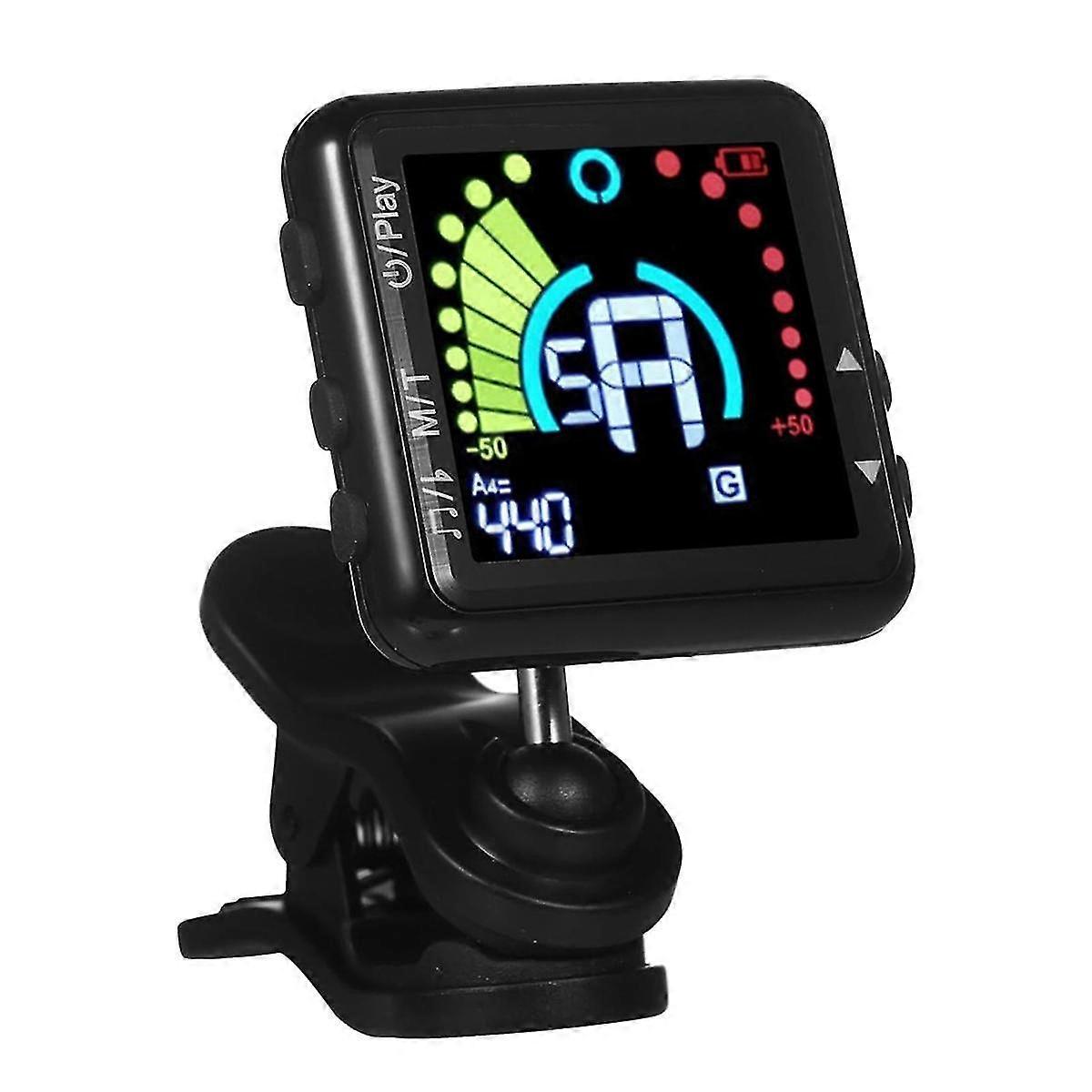 Guitar Tuner Rechargeable, Clip on Tuner with LCD Color Display with Guitar, Ukulele, Violin and Ch