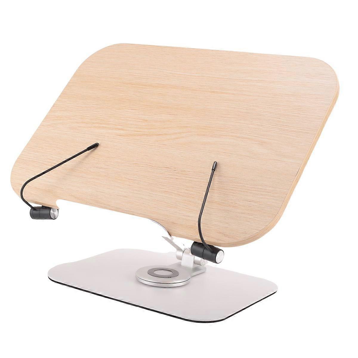 Book Stand for Reading, Adjustable Bracket with 360 Rotating Base & Page Clips, Foldable Desktop