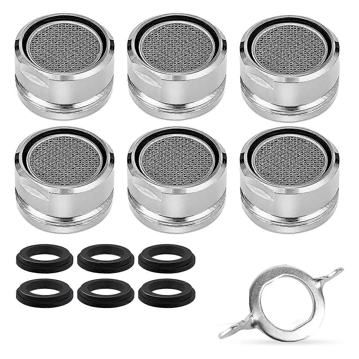 6PCS M24 Tap Aerators with 6 High Gaskets and 1 Chrome Stainless Steel Aerator for Kitchen and Bath