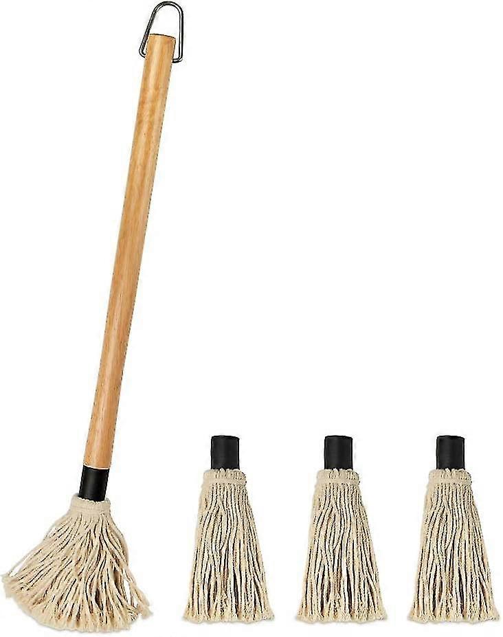 Barbecue Brushes,for Barbecue Sauce With Long Wooden Handle With 3 Extra Replacement Headsc p