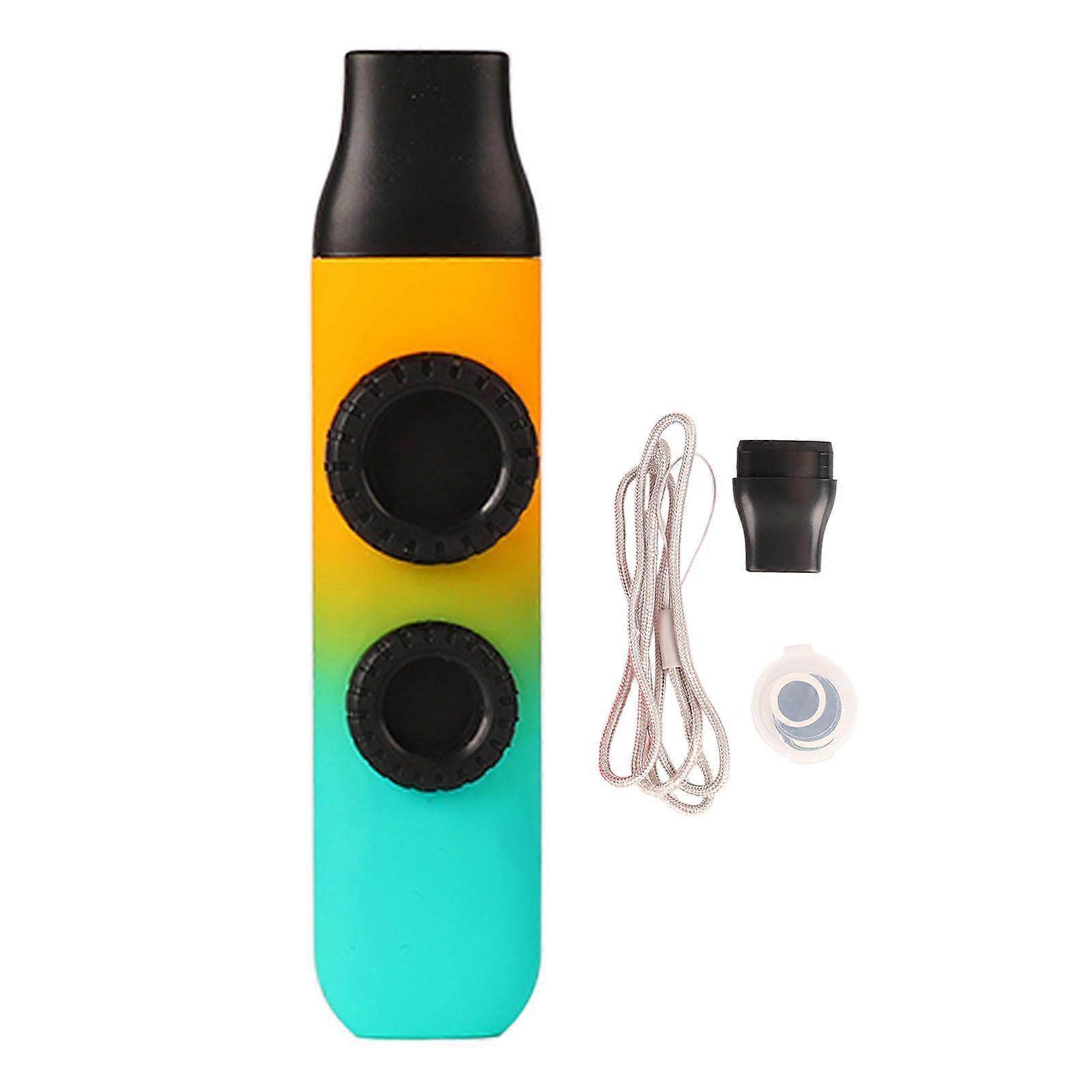 Kazoo Plastic Professional Adjustable Tone Musical Instrument with 10Pcs Flute Diaphragms for Ukulele Violin Skin Texture Green Orange Gradient