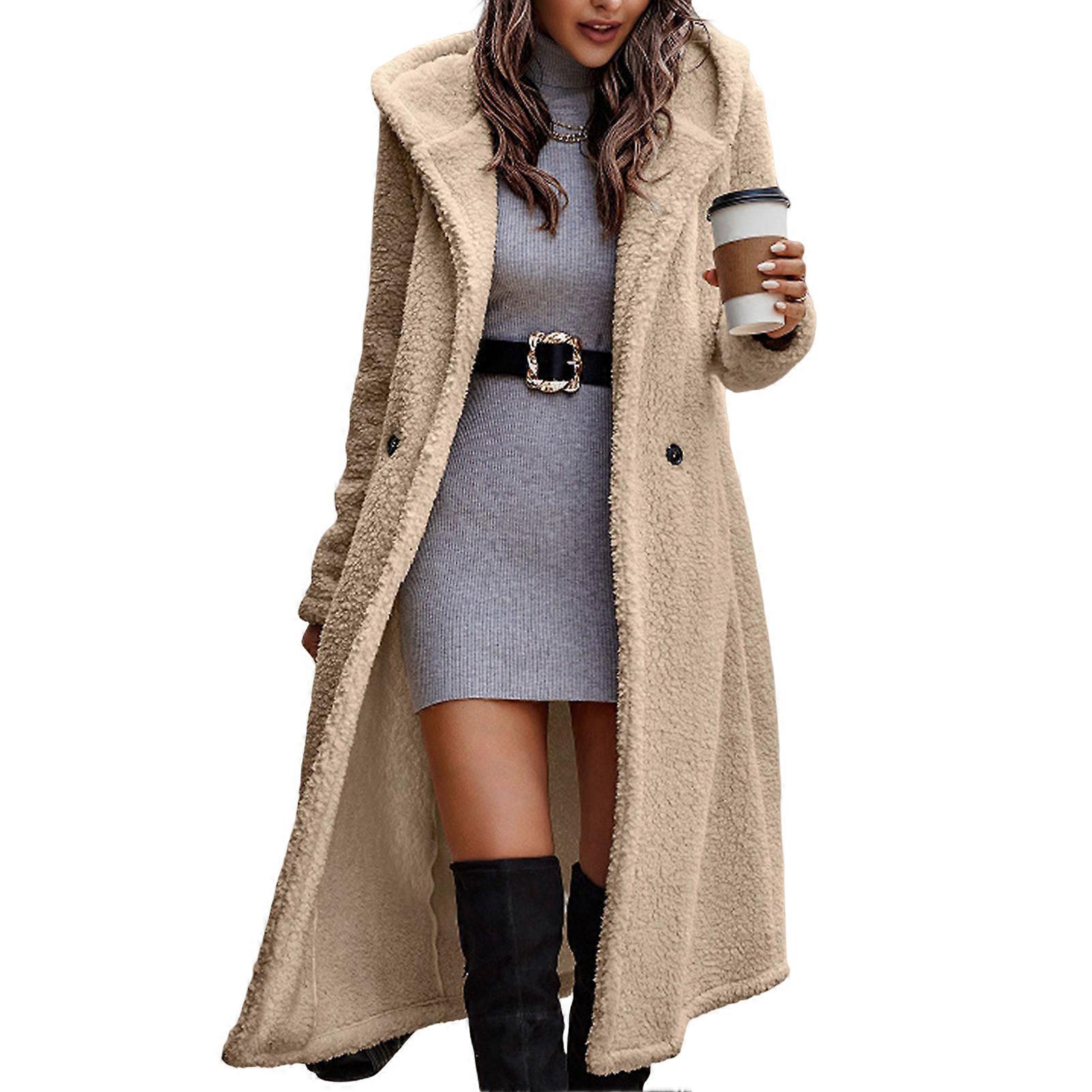 Fuzzy Fleece Long Hooded Coat with Comfortable Fabric and Eye-Catching Design for Women\'s Winter Outfits