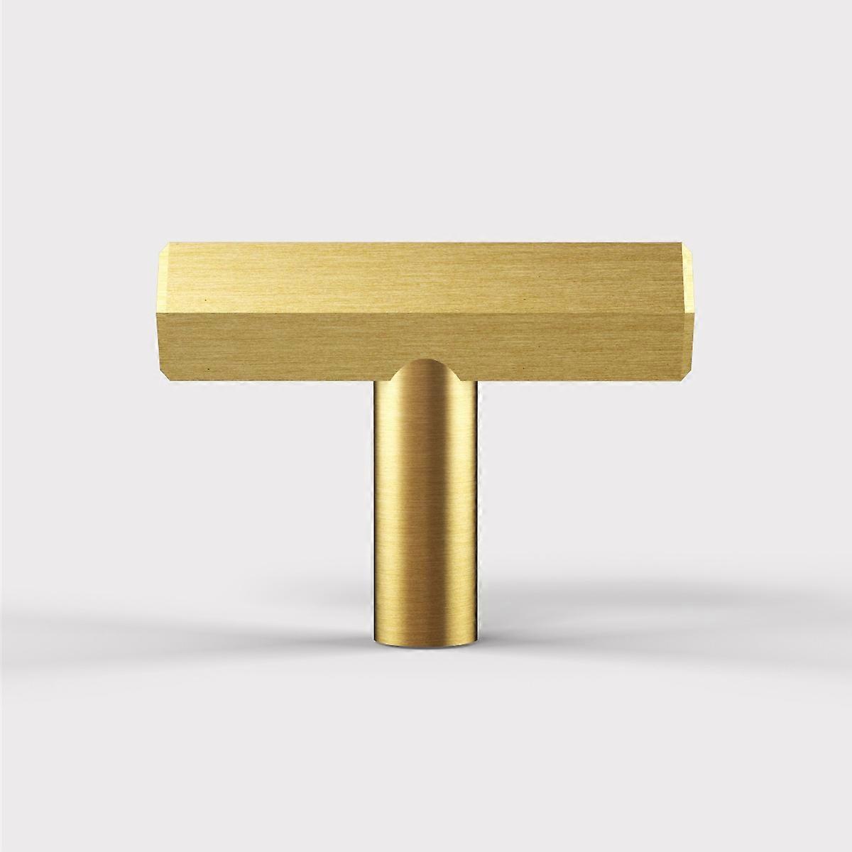 Solid Brass Hexagonal T Bar Handle - Gold