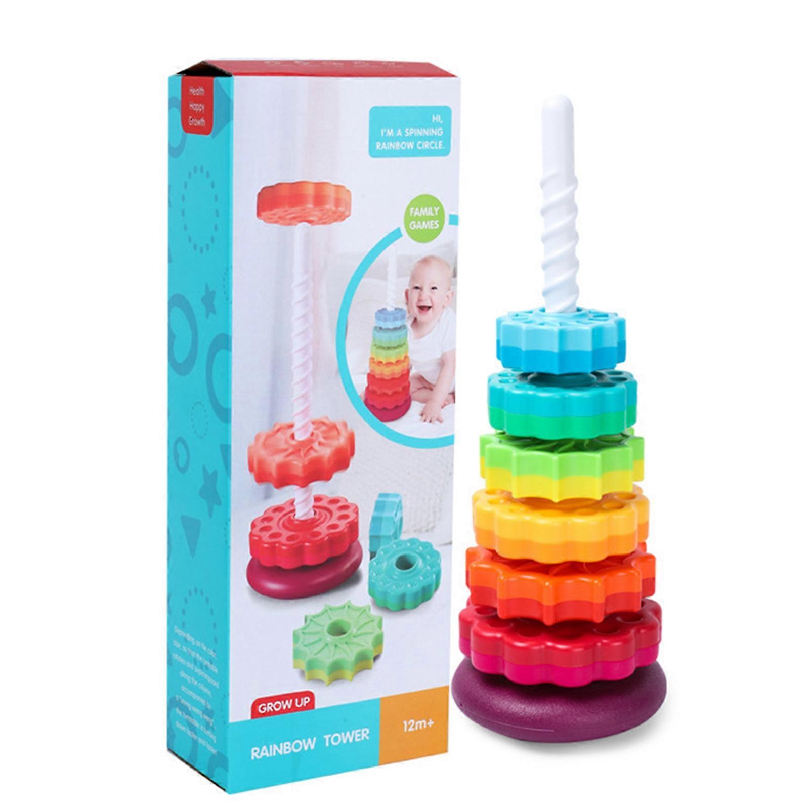 Rainbow Color Spinning Stacking Toys Creative Intelligence Logic Training Blocks Toy for Children Early Educational Toys