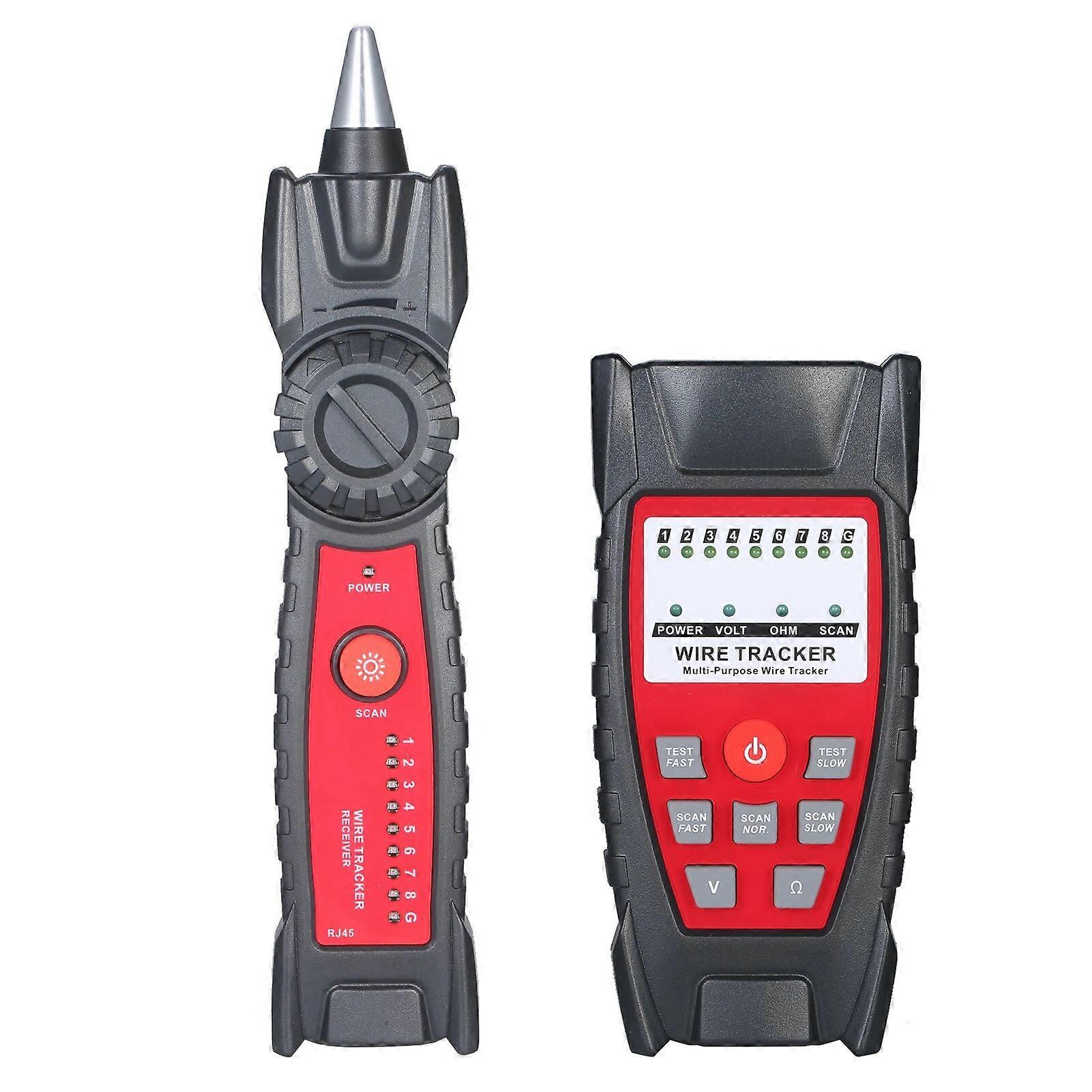 Wire Tracker Portable RJ11 RJ45 Cable Tester Telephone Network Line Finder with Headphone Jack LED Light for Network Maintenance