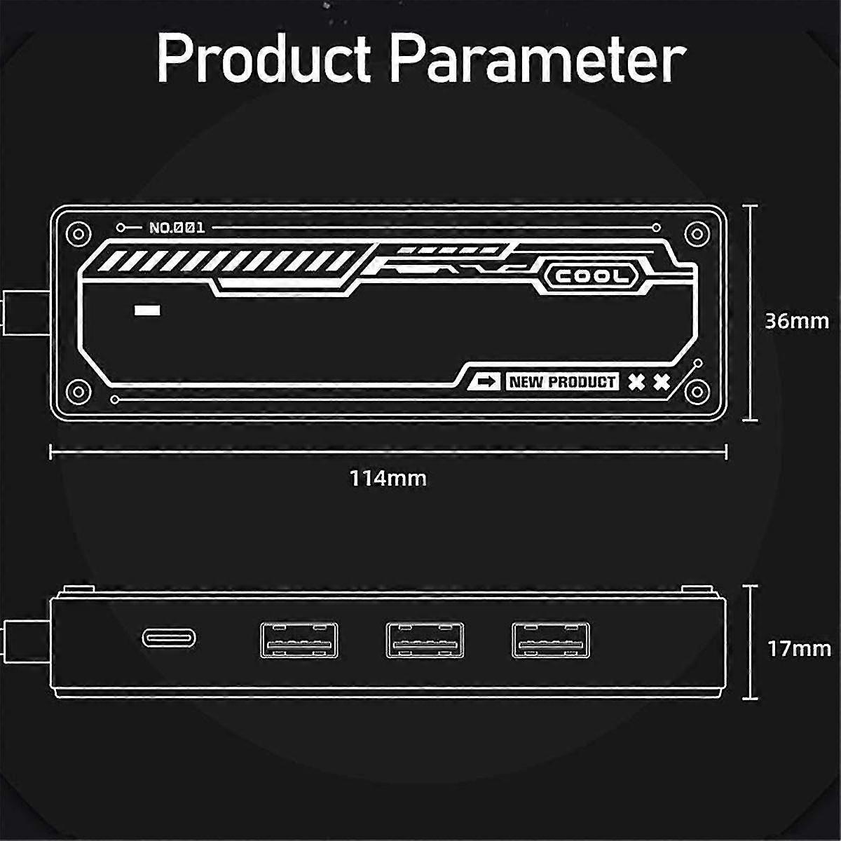5 in 1 USB 3.0 Hub Docking Station USB Adapter with USB2.0X2 USB3.0 PD100W USB-C 4K@30Hz for PC Laptop Mobile Phone