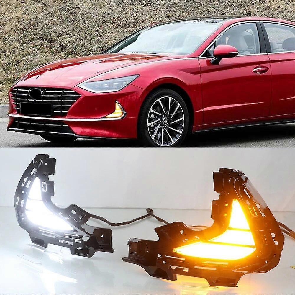 CSCSNL 1 Set Car LED Daytime Running Light For Hyundai Sonata 2020 2021 DN8 Car Accessories DRL Fog Lamp Decoration turn signal