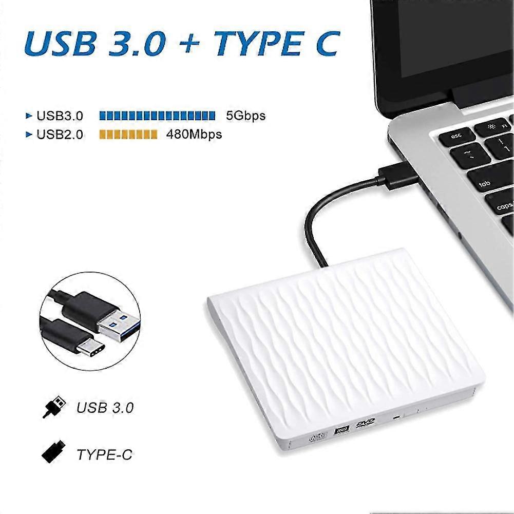 External Cd Dvd Drive, Usb 3.0 Slim External Cd Dvd Rewriter (white ...