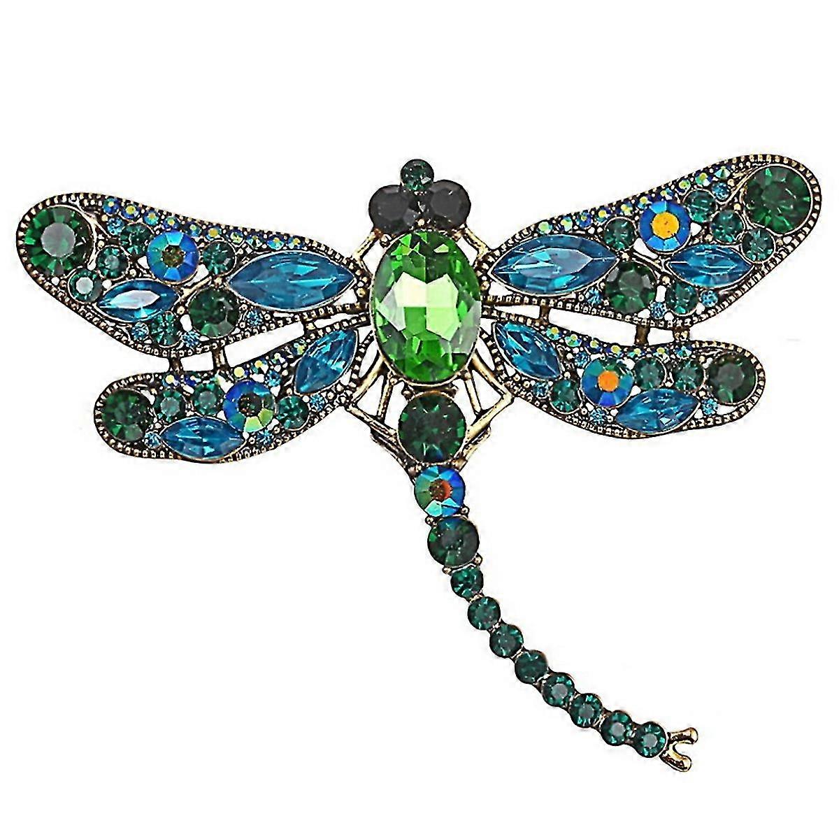 Dragonfly Brooch Pin With Imitated Crystal Charm Flying Insect Alloy Brooch Pin