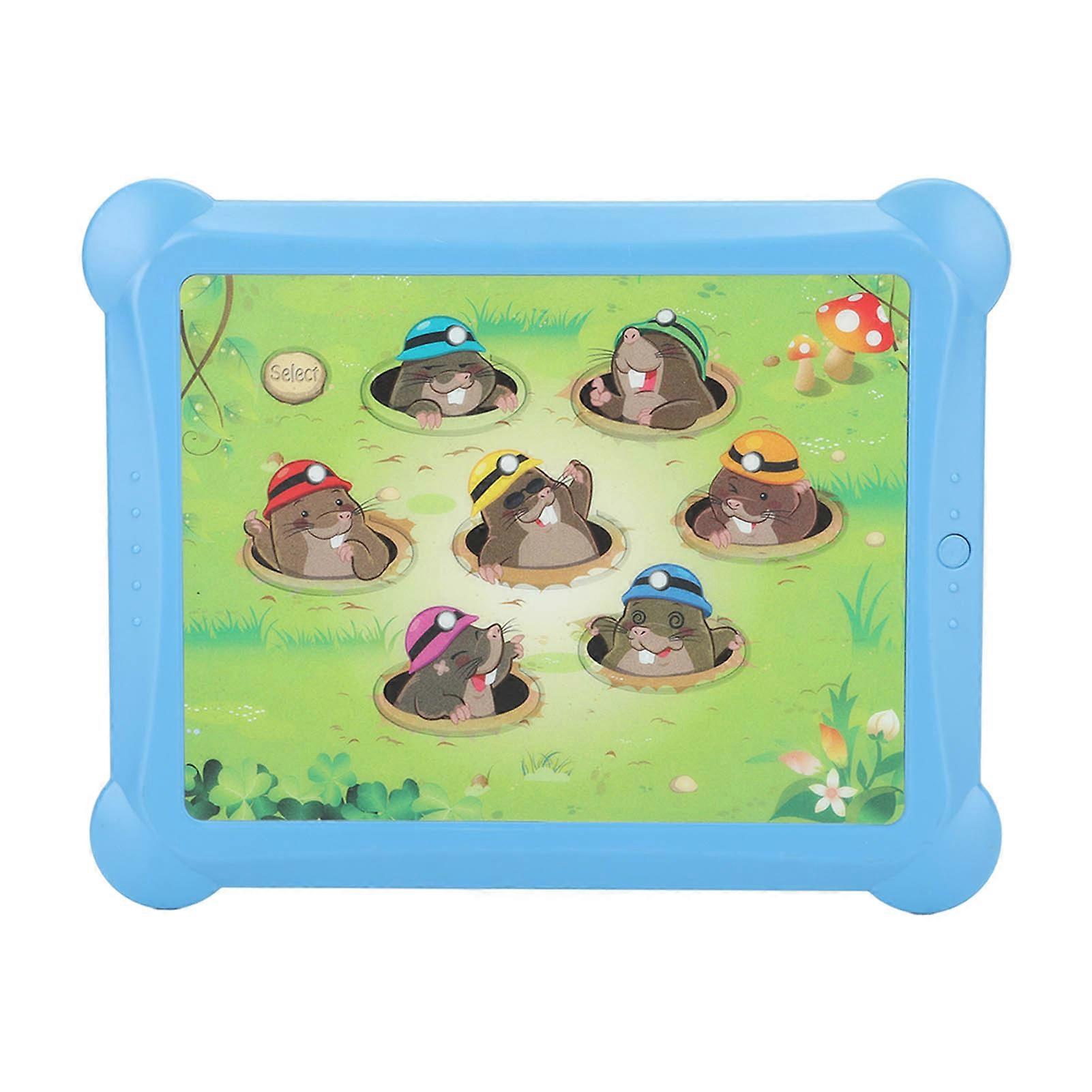 Electric Mole Pounding Toy Improve Coordination 7 LED Lighting Handheld Electronic Game Pad for Kids Blue