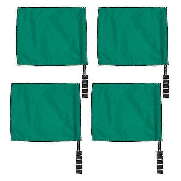 4pcs Track And Field Events Referee Flag Match Acier inoxydable Pole Command Flag Hand Signal Flags (vert)