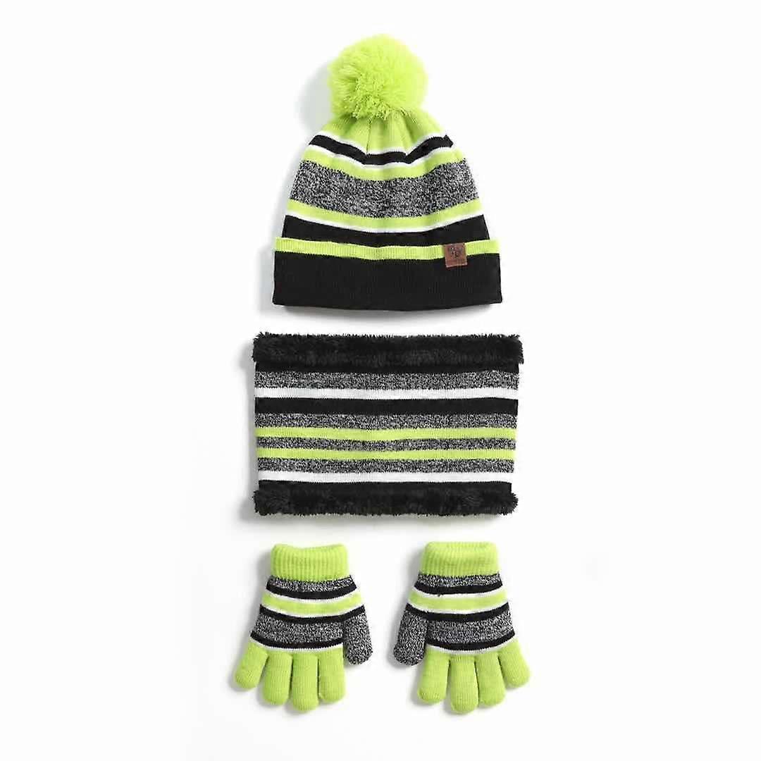 3-Pieces Winter Hat Gloves Scarf Set Knit Warm Beanie Hat Neck Warmer Mittens for Kids