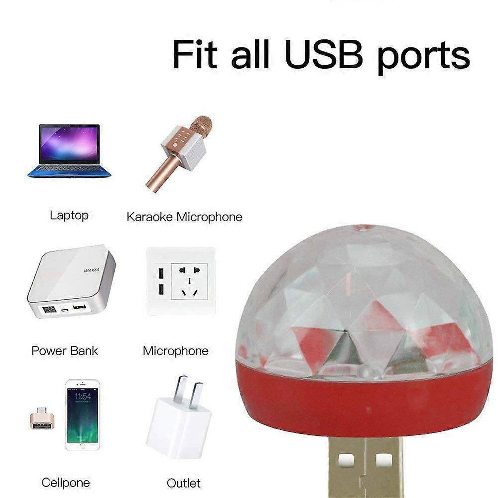 2 voice controlled LED stage lights, mobile phone USB mini crystal magic ball small magic ball lights (equipped with MICRO USB adapter)