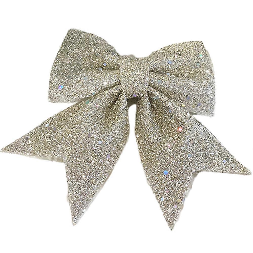 2/10Pcs Christmas Large Glitter Bow Xmas Tree Hanging Bowknot Ornaments Party Decoration