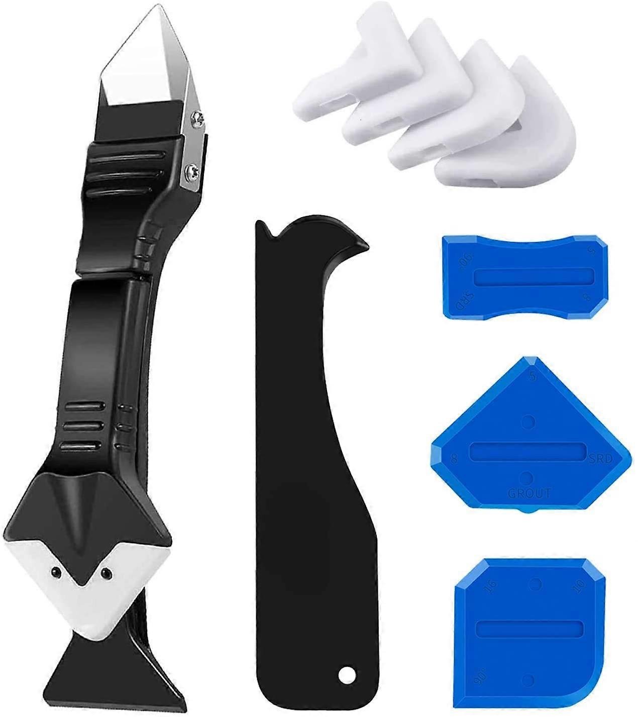 3 in 1 Silicone Caulking Nozzle(Stainless)Scraper,5 Silicone Tips
