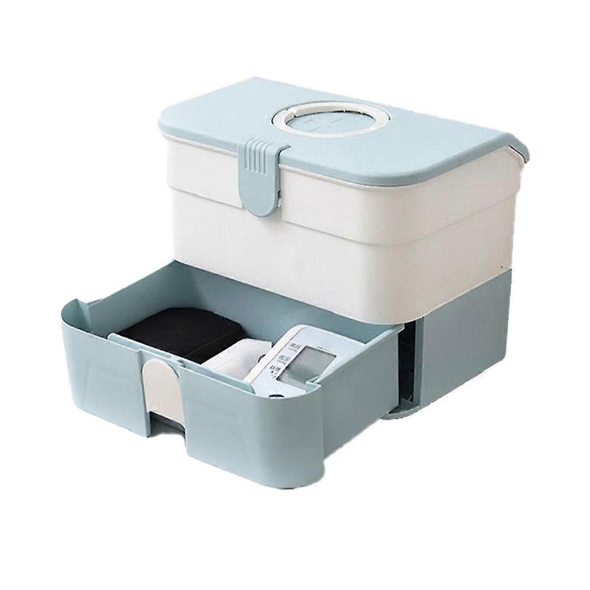 Storage Box Container Bin With Removable Tray Portable Handle Family Emergency Medicine Kit Case Or