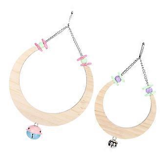 Bird Swinging Toy for Parrots Wooden Semicircle Hanging Cage Stand Pet Accessories
