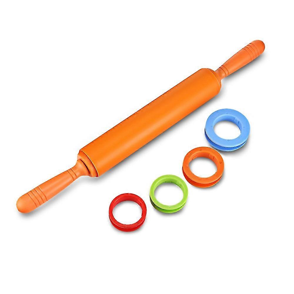 Non-stick Silicone Rolling Pin Dough Roller With Adjustable Thickness Rings