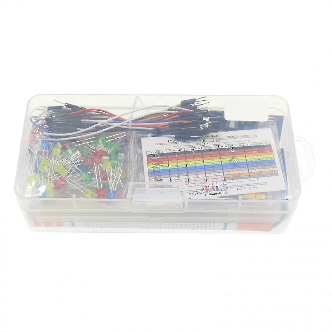 Basic Starter Kit With Breadboard, Power Supply, Jumper Leads, Resistors, Leds