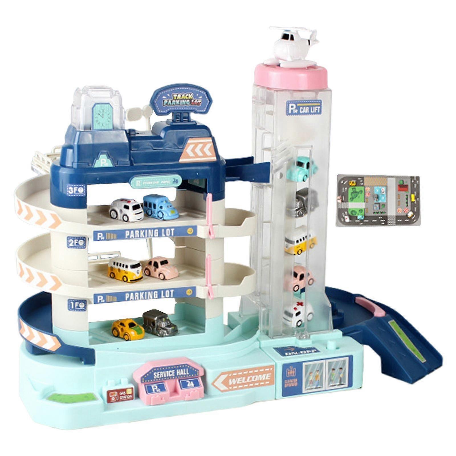 Car Parking Lot Toy Mini Cars & 1 Helicopter for Boys & Girl Parking Lot 3floor 6cars Beacon