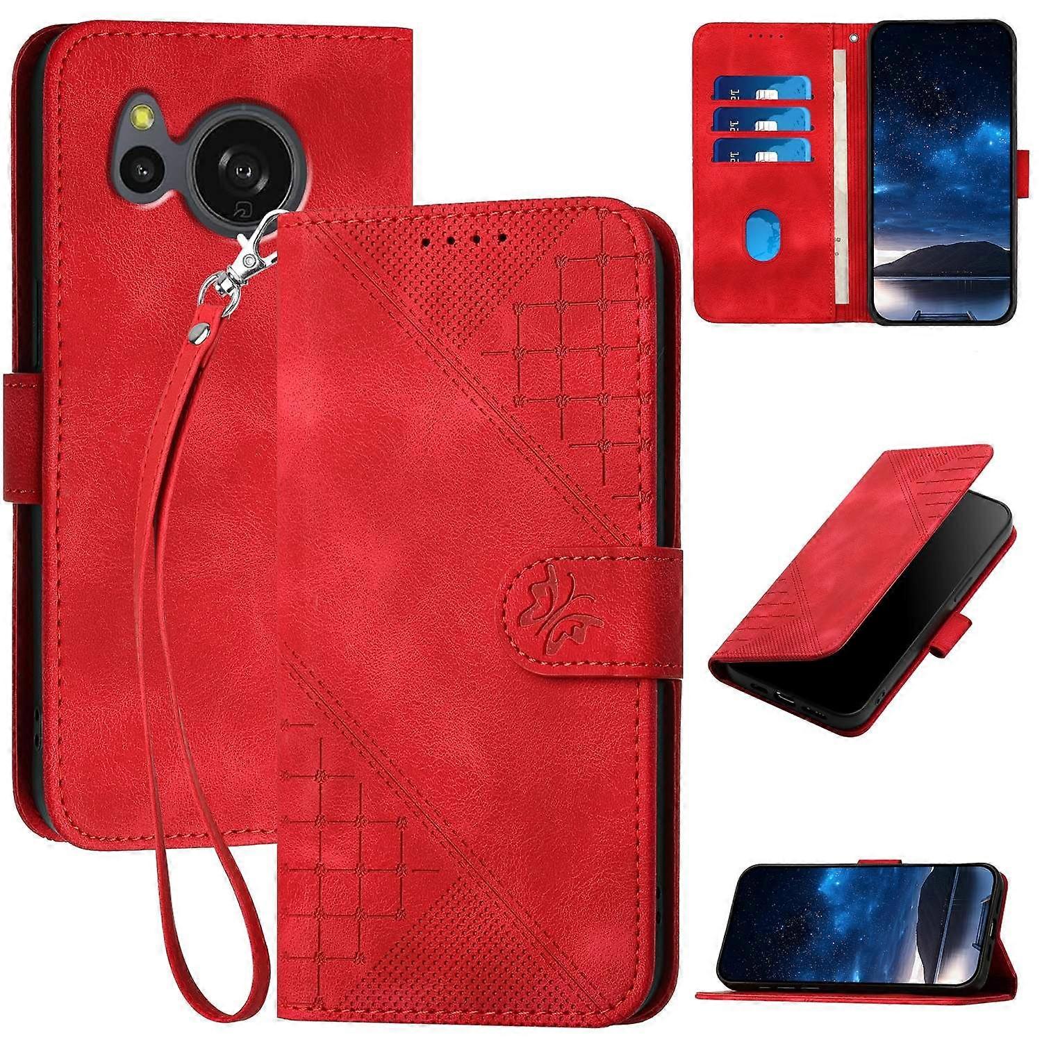YX0080 Grid Butterfly PU Case For Sharp Aquos Sense7