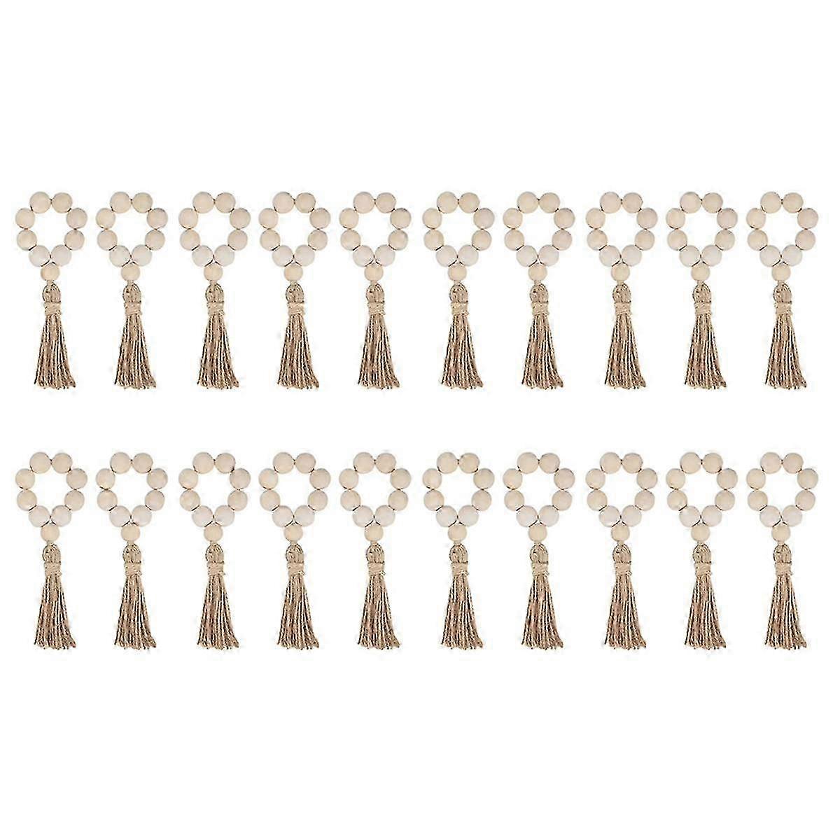 20pcsナプキンリング、木製ナプキンリング、テーブル装飾用のウッドビーズナプキンリング、自由奔放に生きるための農家のナプキンリング