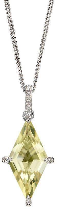 Elements Gold Kite Shaped Quartz Pendant - Lemon Yellow/Silver