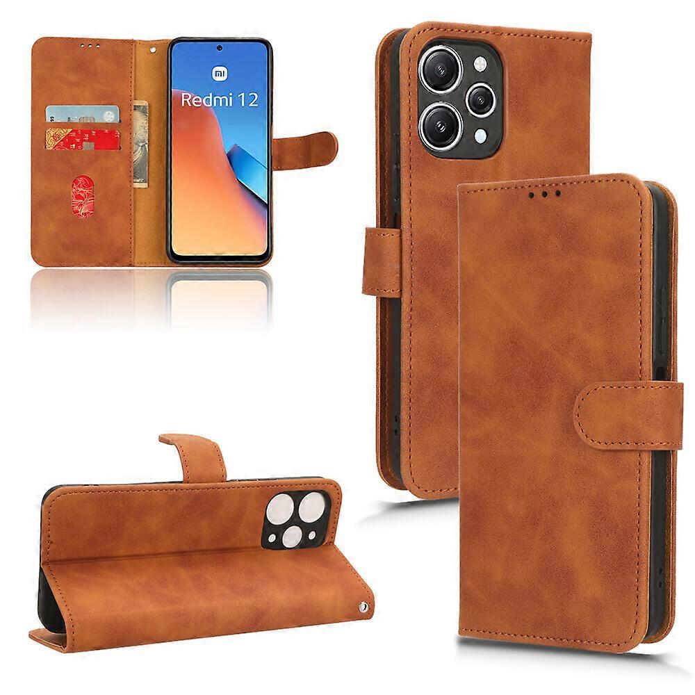 Compatible with Xiaomi Redmi 12 4G Premium PU Leather Flip Folio Case with Card Slot Built-in Magnet Wallet Cover