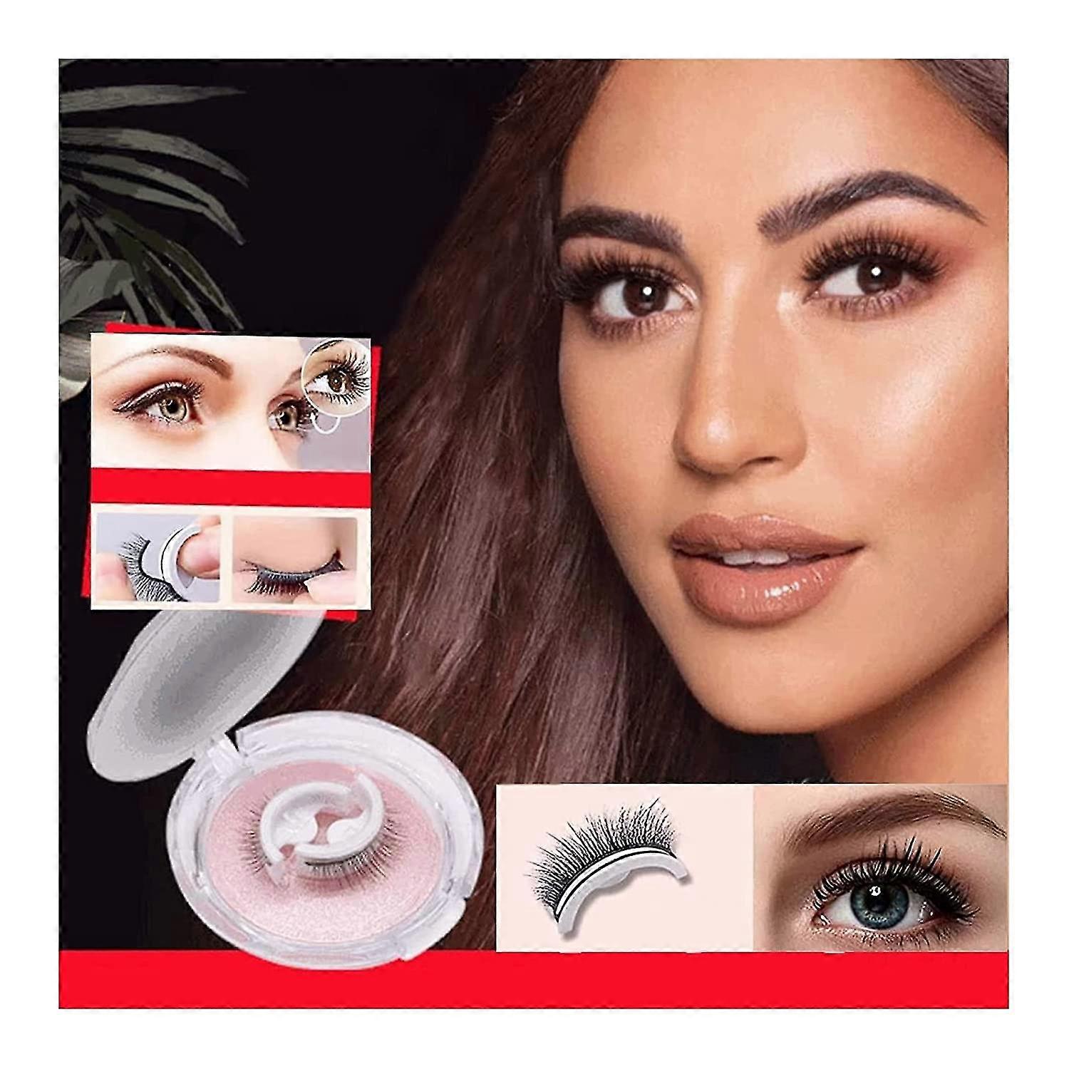 Reusable Self Adhesive Eyelashes, Natural Fluffy False Eyelashes, Wispy Long Extension Eyelashes Pack Soft Reusable Lashes No Glue, Fake Eyelashes Nat