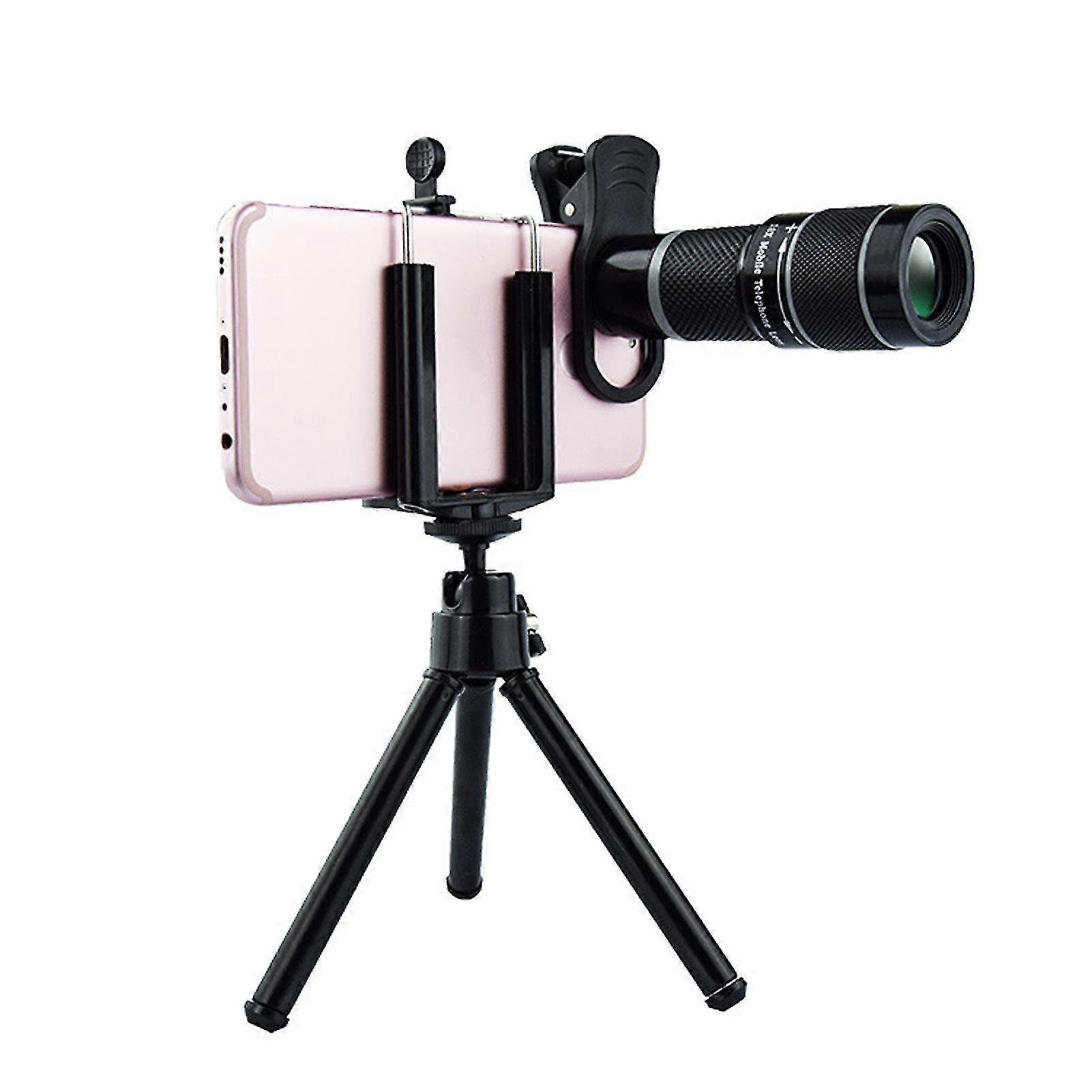 Clip On With Tripod Universal Optical Zoom Phone Camera Lens Long Range HD 18X