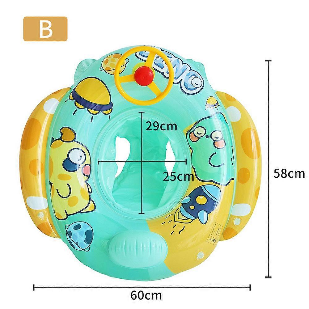 Float Car Swim Accessories Inflatable Children Swim Ring Baby Circle Cartoon Floating Rubber Sound Steering Wheel Seat