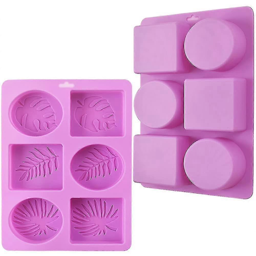 Rectangle And Oval Silicone Soap Mold With Leaf Patterns, Pack Of 2