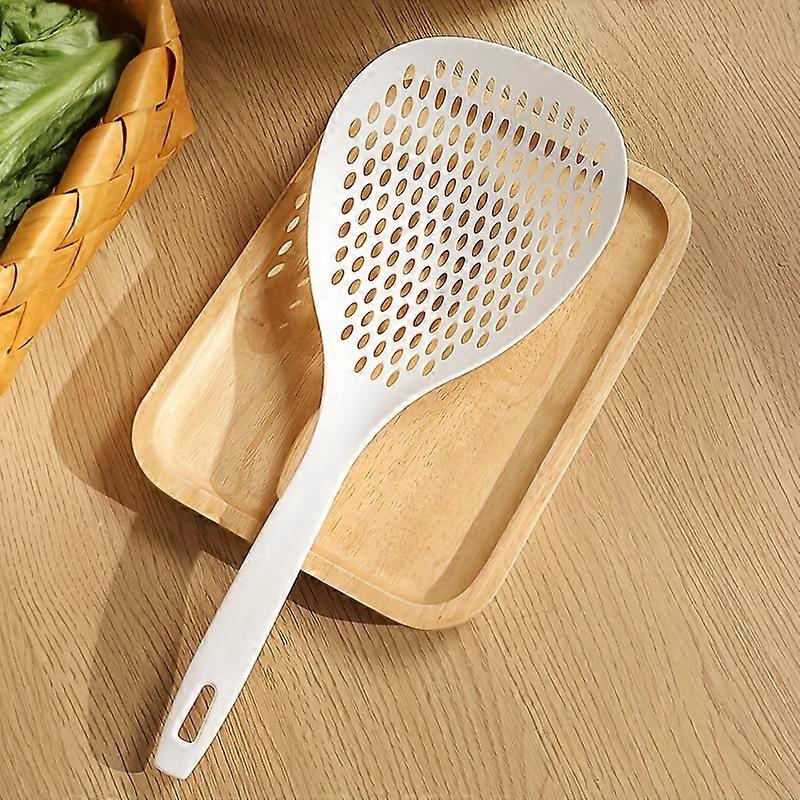 1pc Large Colander Soup Strainer, Dumpling Noodle Strainer Spoon Drain Cooking Spatula, Skimmer Slotted Spoon, Plastic Strainer Scoop With Long Handle