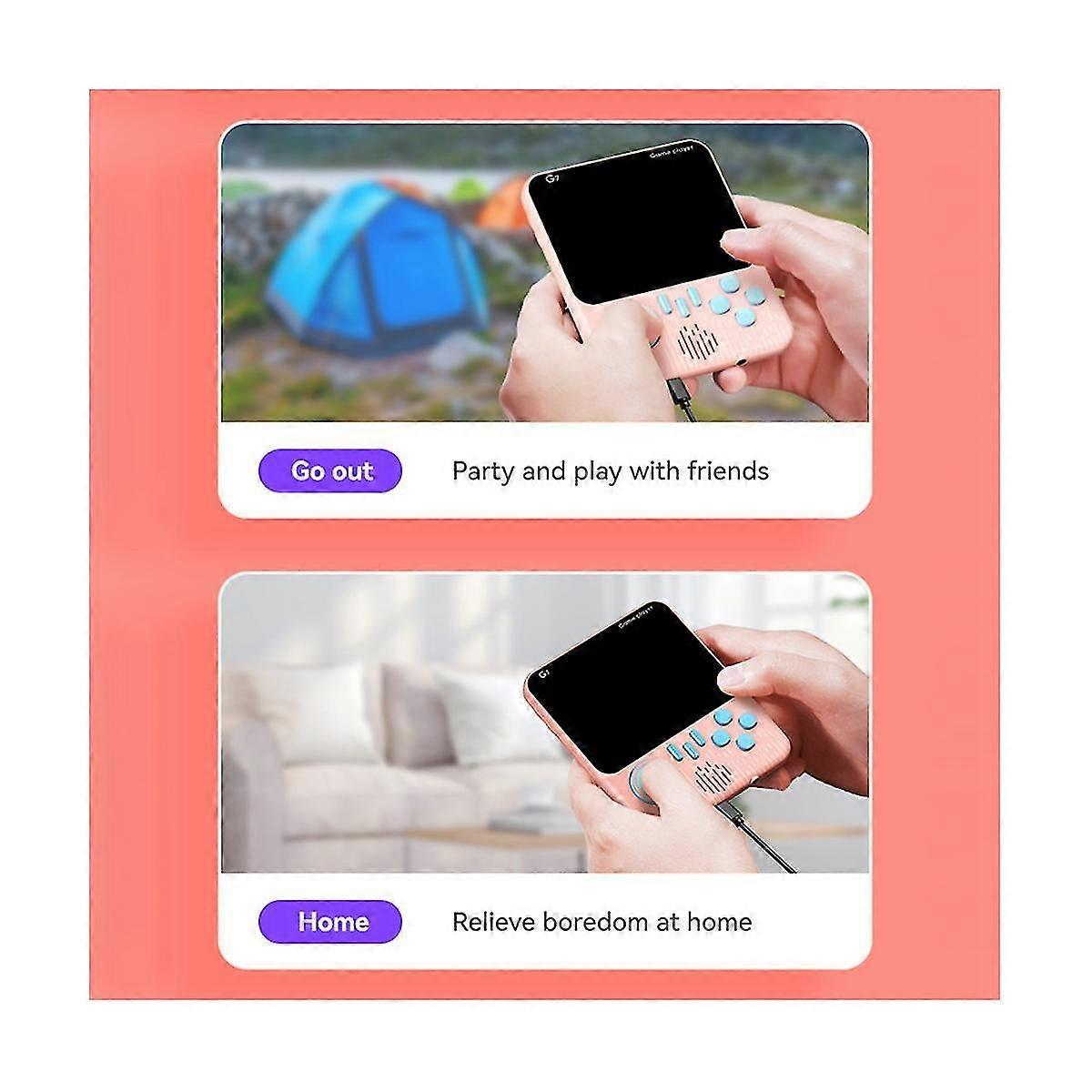 G7 Retro Console Built-in 666 Game 3.5inch Screen Av Out Pocket Gamepad Handheld Game Players Controller(d)