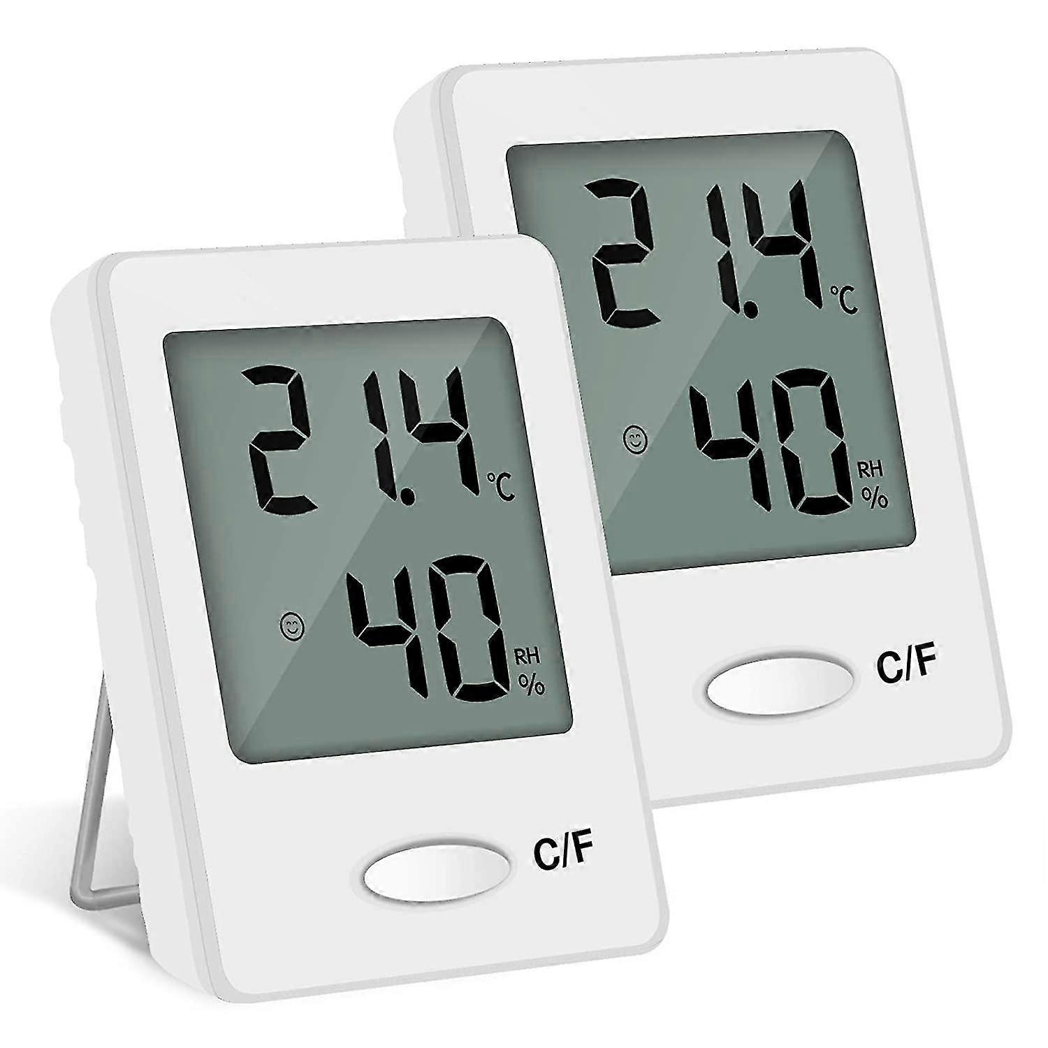 2pcs Lcd Digital Indoor Thermometer Hygrometer Temperature Humidity High Accuracy Handheld (white)